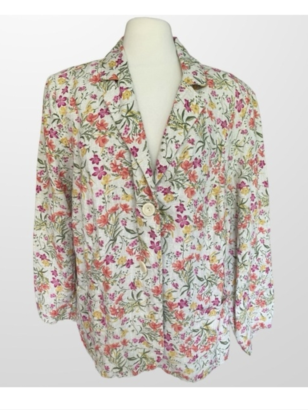 JM Collection Womens Linen Floral Blazer Spring Cottagecore 22W